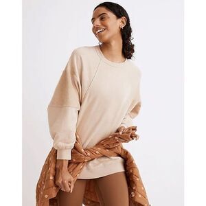 Madewell Women's Brown Cotton Oversized Raglan Pullover Sweatshirt